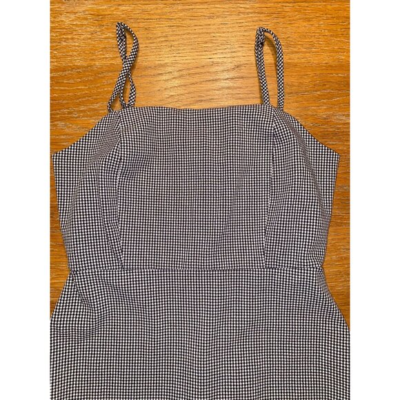 Houndstooth Spaghetti Strap Dress With Fitted Bodice & A-Line Skirt In Black & W - Picture 2 of 3